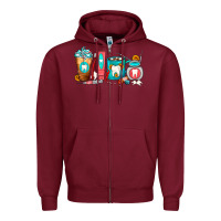 Burgundy Dentist Coffee Cups Zipper Hoodie - FaDigitalArtStudio