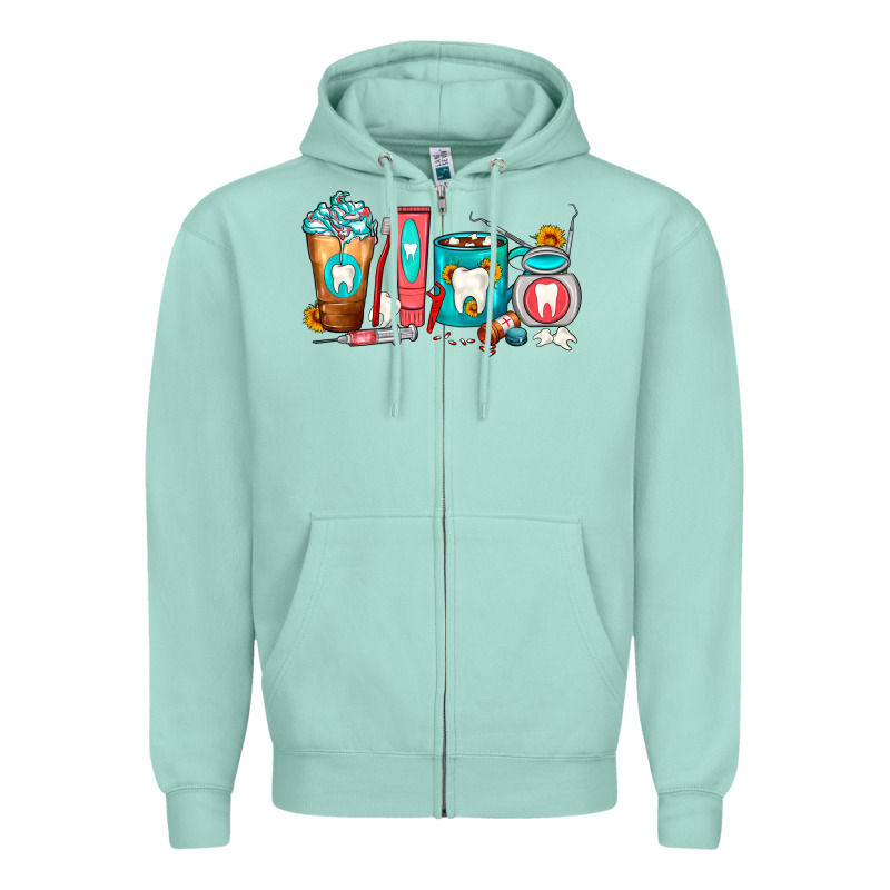 Dentist Coffee Cups Zipper Hoodie by FaDigitalArtStudio | Teevron