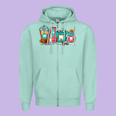 Dentist Coffee Cups Zipper Hoodie Designed By Fadigitalartstudio