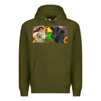 Army Green Charolais Bull And Black Angus Bull With Farm Premium Hoodie - RanaPortraitStore