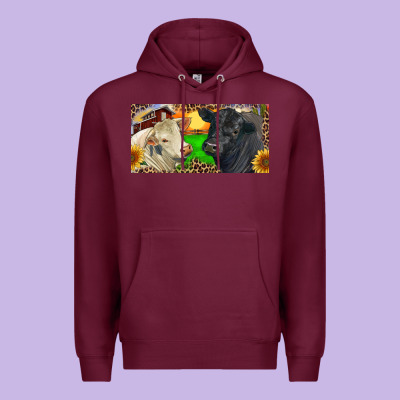 Charolais Bull And Black Angus Bull With Farm Premium Hoodie Designed By Ranaportraitstore