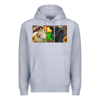 Heather Grey Charolais Bull And Black Angus Bull With Farm Premium Hoodie - RanaPortraitStore
