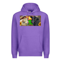 Purple Charolais Bull And Black Angus Bull With Farm Premium Hoodie - RanaPortraitStore