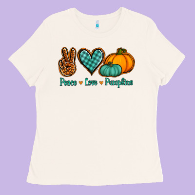 Peace Love Pumpkins Ladies Tee Designed By Nancycooperartshop