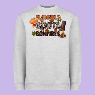 Flannels Boots And Bonfires Heavyweight Sweatshirt Designed By Cowgirlartshop