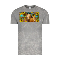 Cloud Rock Goat with sunflowers and leopard Vintage Tee - RanaPortraitStore
