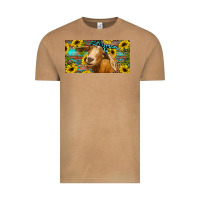 Vintage Camel Goat with sunflowers and leopard Vintage Tee - RanaPortraitStore