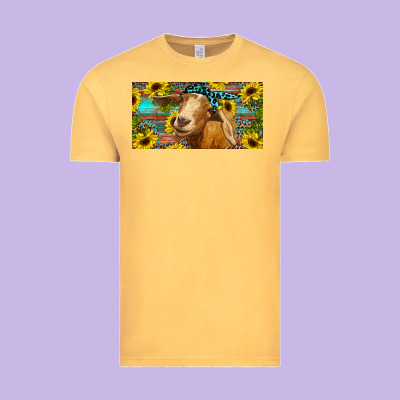 Goat With Sunflowers And Leopard Vintage Tee Designed By Ranaportraitstore