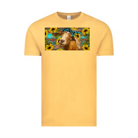Vintage Mustard Goat with sunflowers and leopard Vintage Tee - RanaPortraitStore
