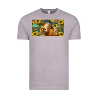 Vintage Zinc Goat with sunflowers and leopard Vintage Tee - RanaPortraitStore