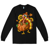 Black Thanksgiving Turkey Long Sleeve Tee - texasbilliewilder