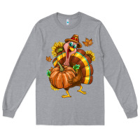 Heather Grey Thanksgiving Turkey Long Sleeve Tee - texasbilliewilder