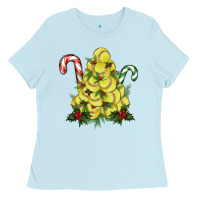 Baby Blue softball christmas tree Ladies Tee - RanaPortraitStore