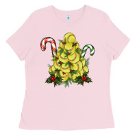 Bubblegum Pink softball christmas tree Ladies Tee - RanaPortraitStore