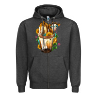 Charcoal Heather Simmental Cow Bobba Cup Zipper Hoodie - FaDigitalArtStudio