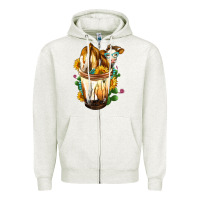 Oatmeal Heather Simmental Cow Bobba Cup Zipper Hoodie - FaDigitalArtStudio