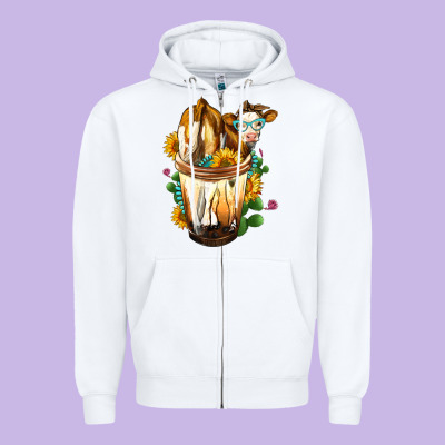 Simmental Cow Bobba Cup Zipper Hoodie Designed By Fadigitalartstudio