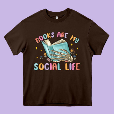 Books Are My Social Life Heavy Core Tee Designed By Maliassmallbusiness