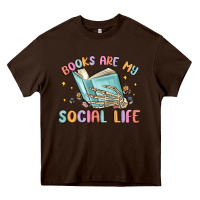 Chocolate Brown books are my social life Heavy Core Tee - MaliasSmallBusiness