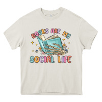 Cream books are my social life Heavy Core Tee - MaliasSmallBusiness