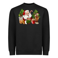 Black santa coffee cups christmas Heavyweight Sweatshirt - CowGirlArtShop
