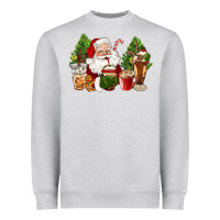 Heather Grey santa coffee cups christmas Heavyweight Sweatshirt - CowGirlArtShop