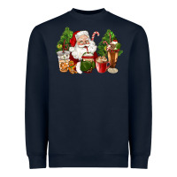 Navy santa coffee cups christmas Heavyweight Sweatshirt - CowGirlArtShop