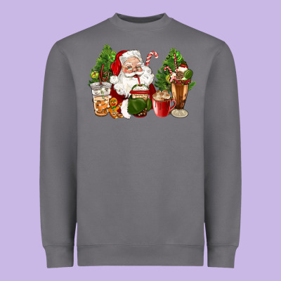 Santa Coffee Cups Christmas Heavyweight Sweatshirt Designed By Cowgirlartshop