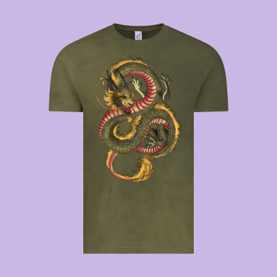 Green And Yellow Dragon Vintage Tee Designed By Ranaportraitstore