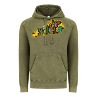 Vintage Olive Kentucky Map Western Sunflower Pattern Vintage Hoodie - Bettercallsaul