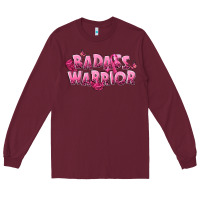 Burgundy Badass warrior Breast Cancer Long Sleeve Tee - NancyCooperArtShop