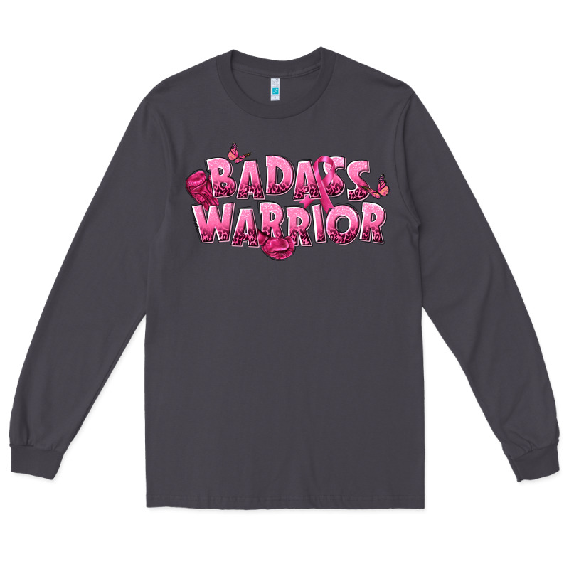 Badass Warrior Breast Cancer Long Sleeve Tee by NancyCooperArtShop | Teevron