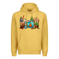 Antique Gold Camping Coffee Cups Premium Hoodie - FaDigitalArtStudio