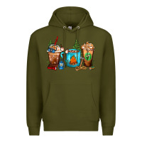 Army Green Camping Coffee Cups Premium Hoodie - FaDigitalArtStudio