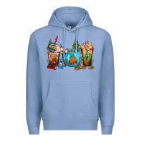 Colony Blue Camping Coffee Cups Premium Hoodie - FaDigitalArtStudio