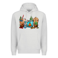 Dove Grey Camping Coffee Cups Premium Hoodie - FaDigitalArtStudio