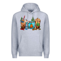 Heather Grey Camping Coffee Cups Premium Hoodie - FaDigitalArtStudio