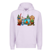 Lilac Camping Coffee Cups Premium Hoodie - FaDigitalArtStudio