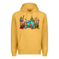 Mustard Camping Coffee Cups Premium Hoodie - FaDigitalArtStudio