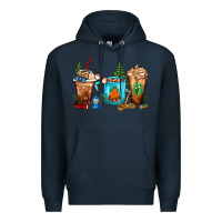 Navy Camping Coffee Cups Premium Hoodie - FaDigitalArtStudio