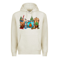 Oatmeal Heather Camping Coffee Cups Premium Hoodie - FaDigitalArtStudio