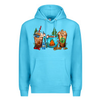 Ocean Blue Camping Coffee Cups Premium Hoodie - FaDigitalArtStudio