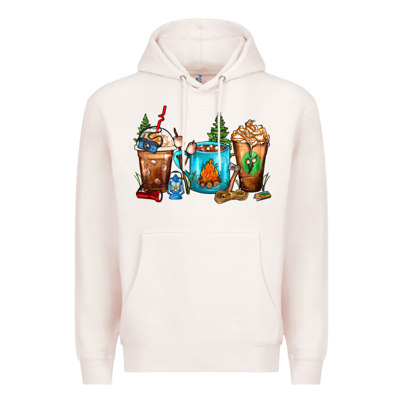 Camping Coffee Cups Premium Hoodie by FaDigitalArtStudio | Teevron