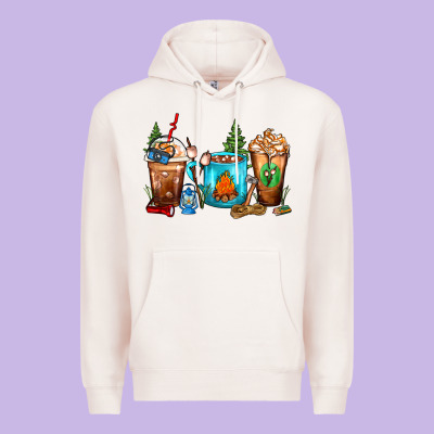 Camping Coffee Cups Premium Hoodie Designed By Fadigitalartstudio