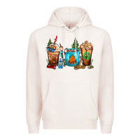 Pale Pink Camping Coffee Cups Premium Hoodie - FaDigitalArtStudio