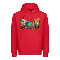 Red Camping Coffee Cups Premium Hoodie - FaDigitalArtStudio