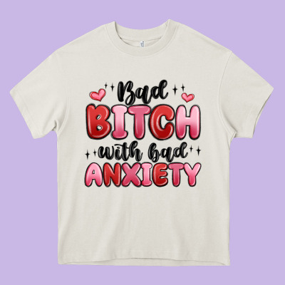 Bad Bitch With Bad Anxiety Heavy Core Tee Designed By Maliassmallbusiness