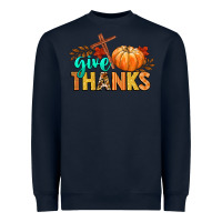Navy give thanks Heavyweight Sweatshirt - CowGirlArtShop