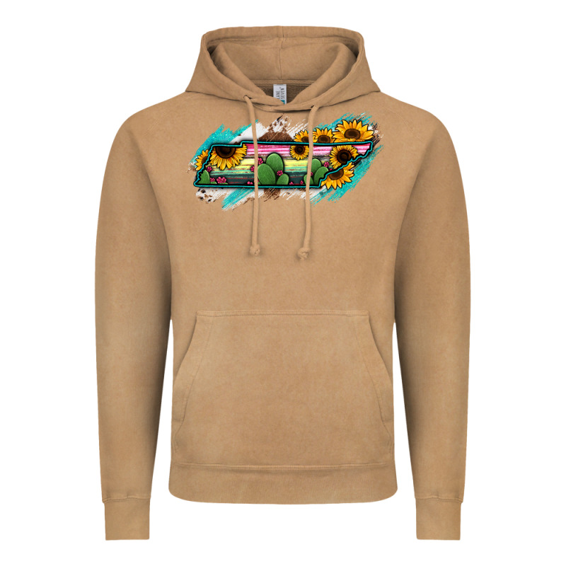 Tennessee Map Sunflower Cactus Serape Vintage Hoodie by RanaPortraitStore | Teevron