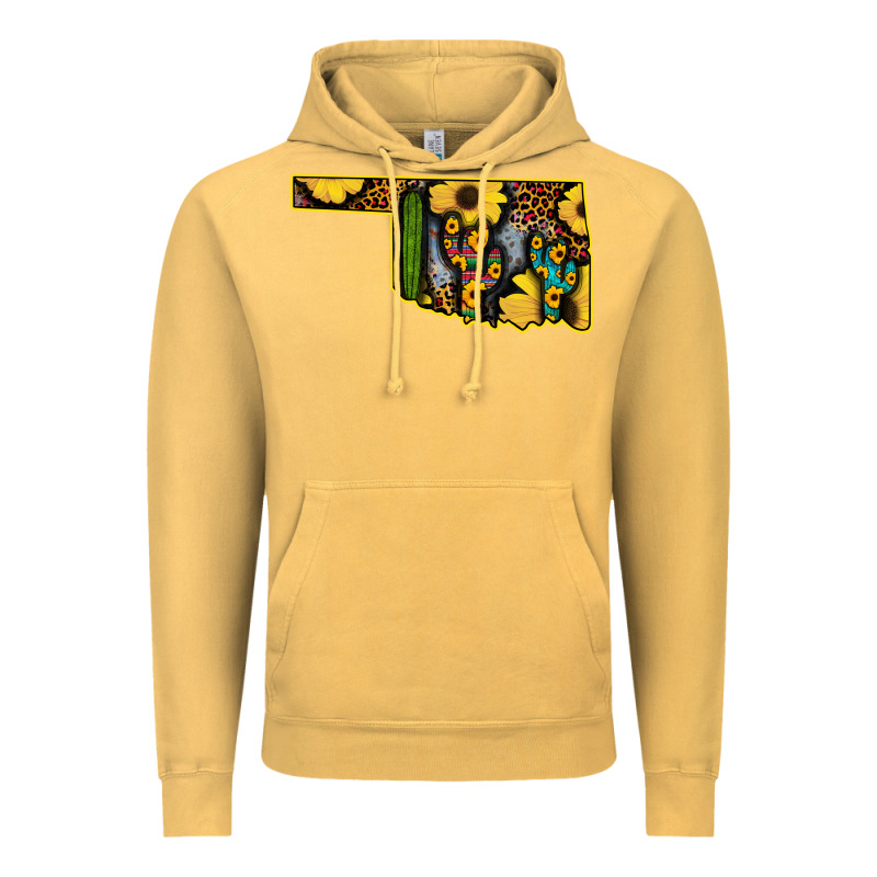 Western Oklahoma Map Sunflower Pattern Vintage Hoodie by Bettercallsaul | Teevron